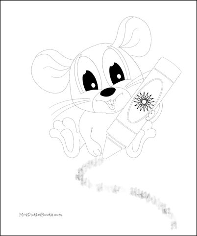 Mouse with Crayon coloring page